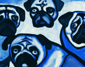 Four Pugs Blue 3