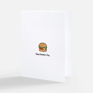 Niedliche und lustige Valentinskarte, Hamburger, Pommes, Kaffee, Fried Chicken