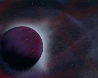 A Purple and Red Planet with White Stars