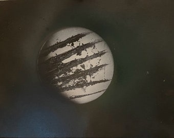 Pink and Green Planet with White Stars Spray Paint Art