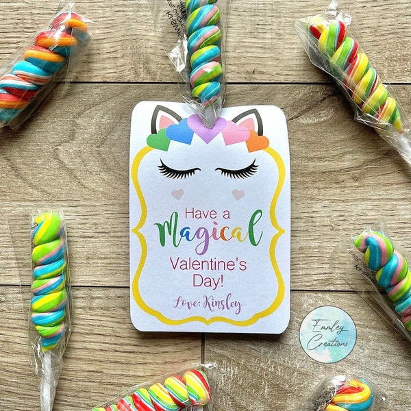 Personalized Unicorn Valentine's Day Treats | Valentines for Kids | Valentines Favors | Valentines for School | Valentines Lollipop