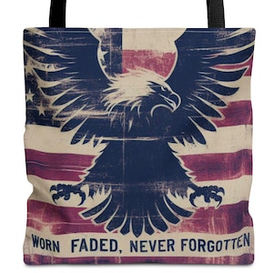 Patriotic Eagle Tote Bag, American Flag Style, Durable Reusable Yoga Shopping Library Bag