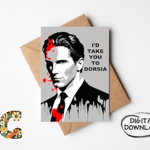 American Psycho, biglietto di auguri stampabile, biglietto di compleanno, biglietto di San Valentino, biglietto Meme, Patrick Bateman