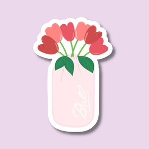 Pot Mason de fleurs | Autocollant découpé en vinyle