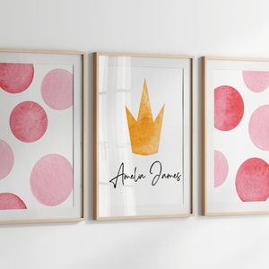 Custom Name Princess Decor, Personalized Girls Room Wall Art, Pink Girls Room, Pink Nursery Decor, Princess Wall Art, Digital Download