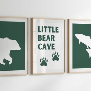 Little Bear Cave Wall Art, Bears Nursery Print, Boys Room Decor, Woodland Nursery Decor, Bear Theme Childs Room, Digital Download Printable