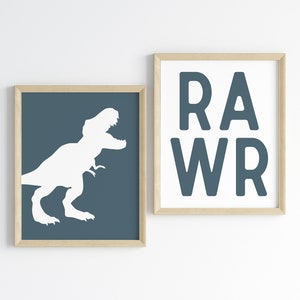 Rawr T-Rex Dinosaur Wall Art, Dino Nursery Art Print, Boys Room Decor, Baby Boy Nursery Decor, Dino Playroom Decor, Téléchargement numérique, RAWR image 4