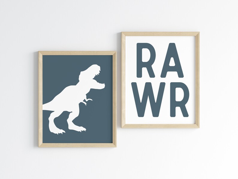 Rawr T-Rex Dinosaur Wall Art, Dino Nursery Art Print, Boys Room Decor, Baby Boy Nursery Decor, Dino Playroom Decor, Téléchargement numérique, RAWR image 4