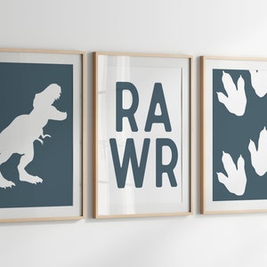 Rawr T-Rex Dinosaur Wall Art, Dino Nursery Art Print, Boys Room Decor, Baby Boy Nursery Decor, Dino Playroom Decor, Téléchargement numérique, RAWR image 1