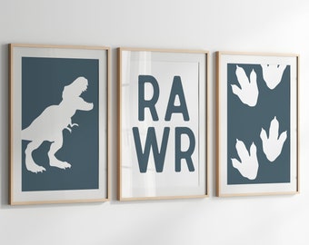 Rawr T-Rex Dinosaur Wall Art, Dino Nursery Art Print, Boys Room Decor, Baby Boy Nursery Decor, Dino Playroom Decor, Digital Download, RAWR