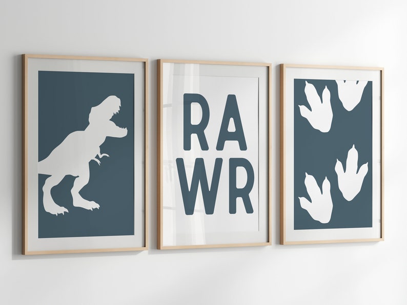 Rawr T-Rex Dinosaur Wall Art, Dino Nursery Art Print, Boys Room Decor, Baby Boy Nursery Decor, Dino Playroom Decor, Téléchargement numérique, RAWR image 1