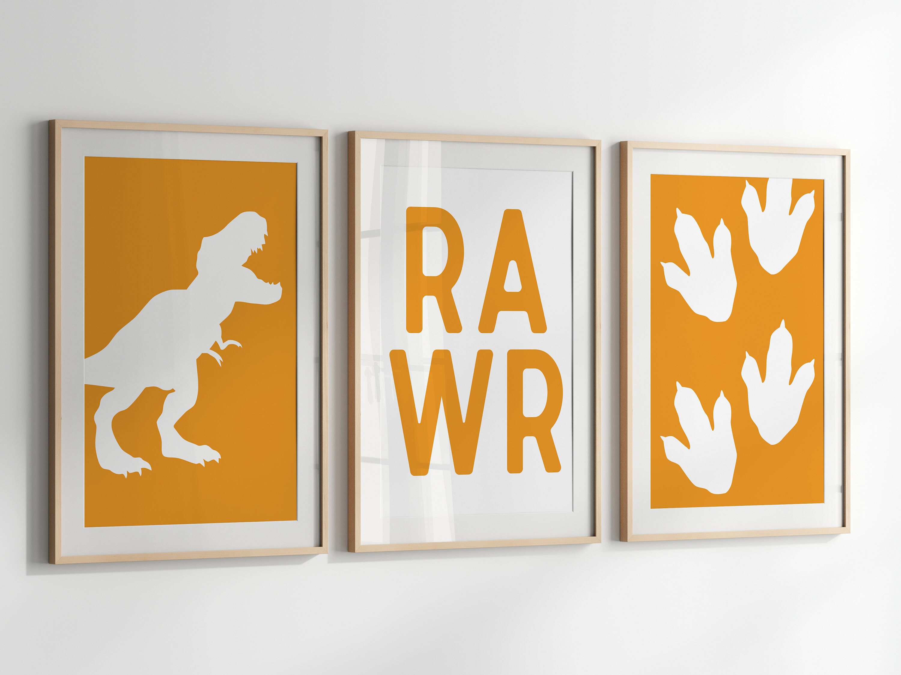 Rawr Trex Dinosaur Wall Art, Orange Nursery, Dino Nursery, Boys Room