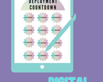 Deployment Digital Monthly Countdown - Missing You - Spouse Countdown - Military Planner Countdown - Countdown Calendar