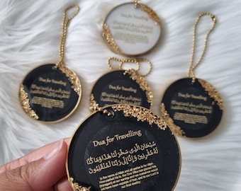 Car Hanging Travelling Dua| Car Hanging Ornament| Gold Crushed Stones| Car Accessories-Custom Made