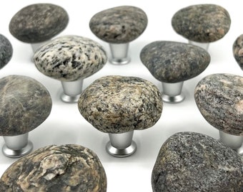 Gray color Beach Stone Furniture Knob, Cabinet Knob And Pull, Kitchen handles, Cabinet Hardware
