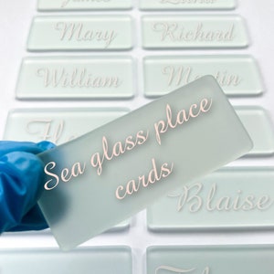Wedding Card, Glass Place Cards, Sea Glass Name Cards, Wedding Name Cards, Wedding Place Cards, Sea Glass Cards For Names, Invitation Cards