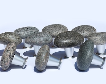 Gray Beach Stone Knob, Sea Stone Cabinet Hardware