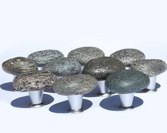 Perillas de piedra de playa natural, decoración costera, herrajes para gabinetes