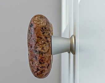Natural Beach Stone Cabinet Knob, Coastal Decor