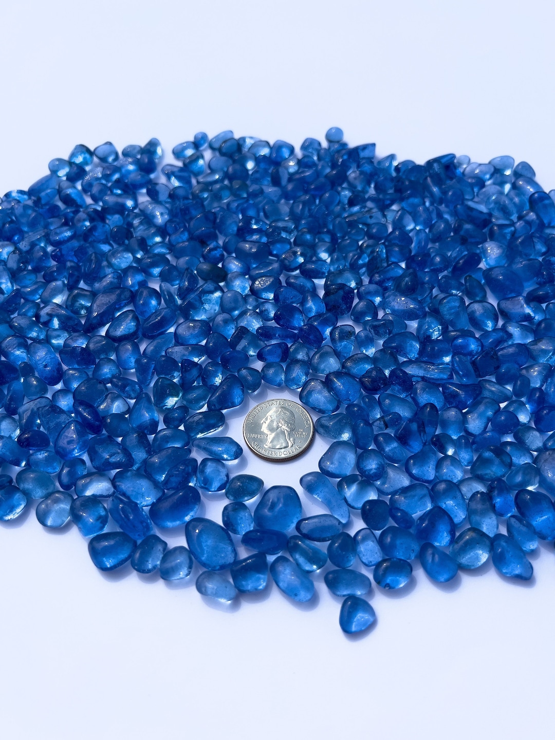 Sea Glass Beads, Light Blue Glass Beads, Glass Pebbles, Glass Beads 8