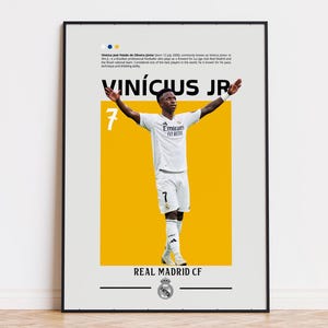 Póster de Vinicius Junior, póster del Real Madrid CF, impresión de Vinicius Jr, póster deportivo, arte mural de fútbol, póster para dormitorio, póster de jugador de fútbol