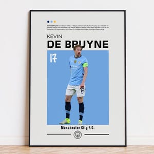 Póster de Kevin De Bruyne, póster del Manchester City FC, impresión de De Bruyne, póster deportivo, arte mural de fútbol, póster para dormitorio, póster de jugador de fútbol