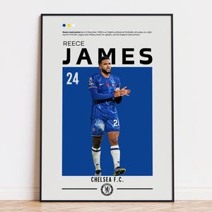 Pôster de Reece James, pôster do Chelsea FC, impressão de James, pôster de esportes, arte de parede de futebol, pôster de quarto, pôster de jogador de futebol, presente do Chelsea
