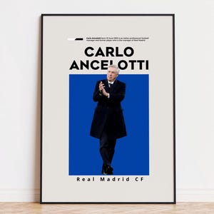 Pôster de Carlo Ancelotti, Pôster de Jogador de Futebol, Impressão de Carlo Ancelotti, Pôster de Esportes, Arte de Parede de Futebol, Pôster de Quarto, Impressão do Real Madrid