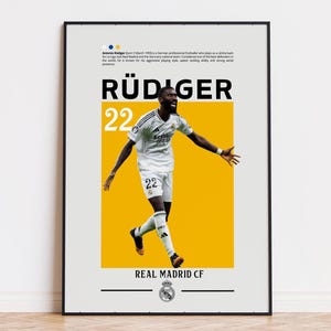 Pôster de Antonio Rudiger, Pôster do Real Madrid CF, Impressão de Antonio Rudiger, Pôster de Esportes, Arte de Parede de Futebol, Pôster de Quarto, Pôster de Jogador de Futebol