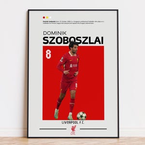 Pôster de Dominik Szoboszlai, pôster de jogador de futebol, impressão de Dominik Szoboszlai, pôster de esportes, arte de parede de futebol, pôster de quarto, Liverpool FC