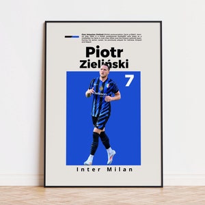 Pôster Piotr Zieliński, pôster de jogador de futebol, impressão de Piotr Zieliński, pôster de esportes, arte de parede de futebol, pôster de quarto, pôster do Inter de Milão