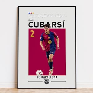 Póster de Pau Cubarsi, póster del FC Barcelona, impresión de Pau Cubarsí, póster deportivo, arte mural de fútbol, póster para dormitorio, póster de jugador de fútbol
