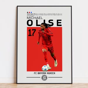Pôster de Michael Olise, pôster do Bayern de Munique, impressão de Michael Olise, pôster de esportes, arte de parede de futebol, pôster de quarto, pôster de jogador de futebol