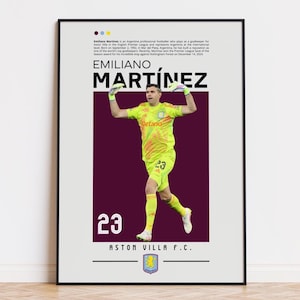 Pôster de Emiliano Martínez, Impressão do Aston Villa, Impressão de Emiliano Martínez, Pôster de Esportes, Arte de Parede de Futebol, Pôster de Quarto, Pôster de Jogador de Futebol