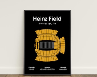 Impresión del estadio de los Pittsburgh Steelers, póster del estadio Heinz Field, arte mural de la NFL, impresión de fútbol americano, impresión deportiva, plano de asientos del estadio