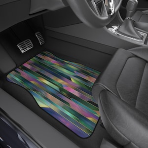 Colorful Geometric Car Mats, Stylish Floor Mats, Unique Auto Accessories, Car Decor, Colorful Car Interiors, Funky Car Mats
