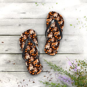 Dog Lover Flip Flops: Polyester Suede Summer Sandals