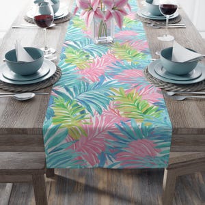 Tropischer Tischläufer, buntes tropisches Muster Tischdekor, Sommer Esstische Essentials, Strandparty Tischdecke, Wohndekor, Geschenkidee
