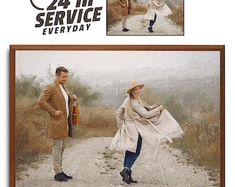 Custom Watercolor Style Family Portrait: Personalized Canvas Wall Art