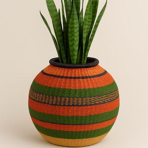Jardinière en panier tressée à la main - Panier de rangement décoratif pour plantes