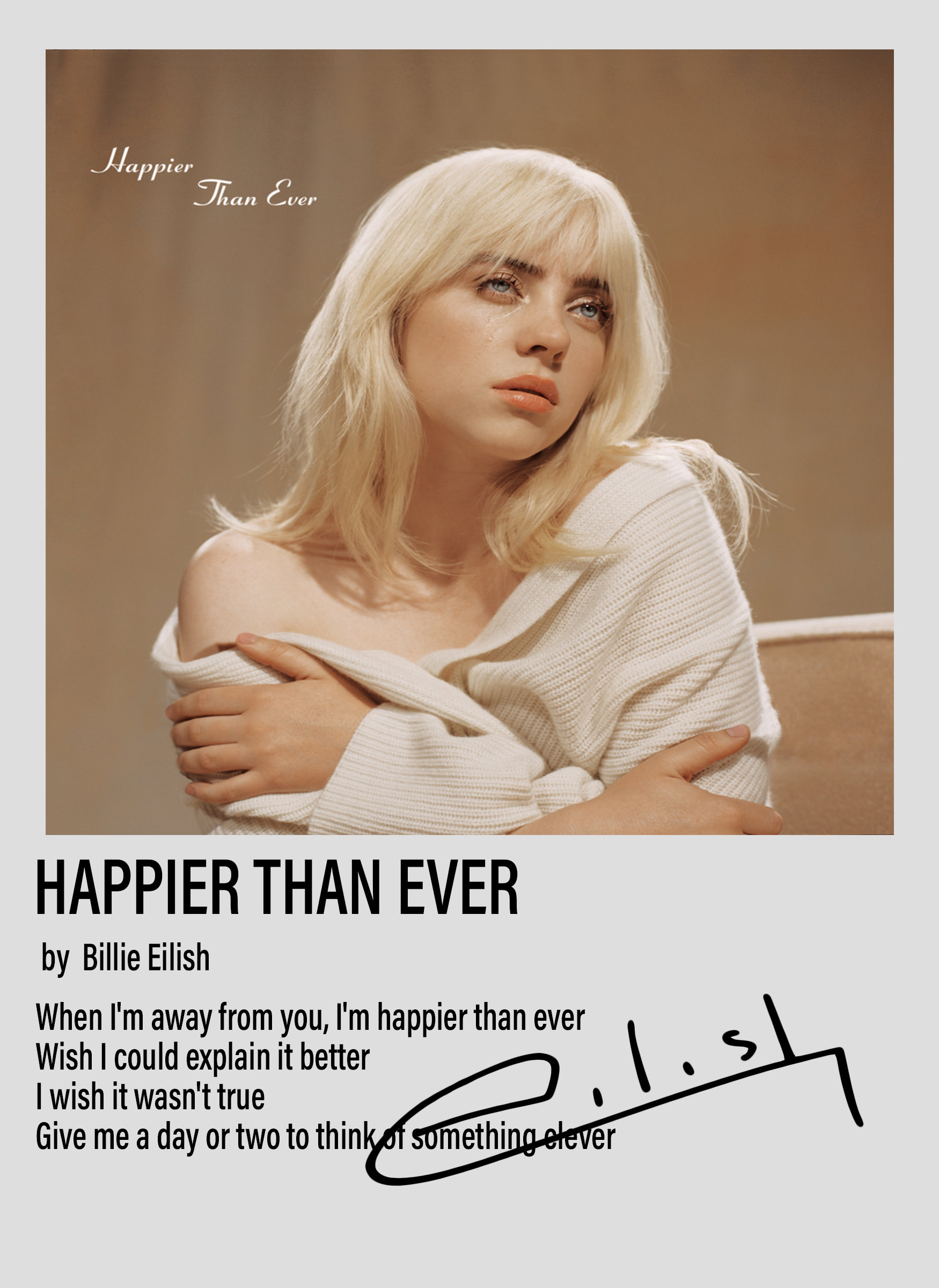 Billie Eilish Happier Than Ever Album Cover Poster - Etsy Denmark