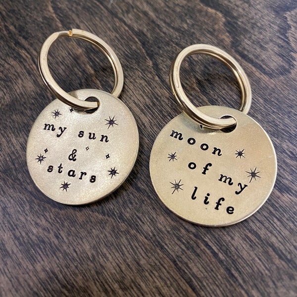 His & hers matching keychains | moon of my Life  | My Sun and Stars | Romantic couples keyrings