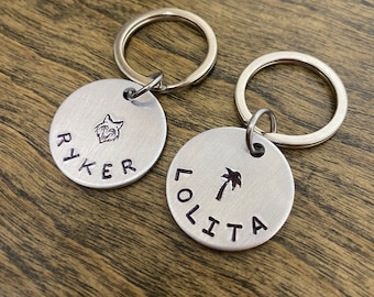 Custom Pet Tags | 50+ Designs | Hand Stamped Dog & Cat Tags | Fully Customizable Text Silver Aluminum Tag | Personalized Horse Bridle Tag