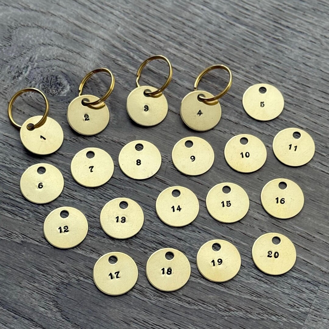 Keychain Number Rings Small Hand Stamped Brass Number Keychain Set (1–20 or 1-10 or 1-100 ...