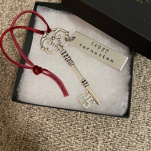 Custom Address Ornament - New Home Silver Key Gift - Personalizable Phrase - Moving Away Realtor Present - First Apartment - Christmas House