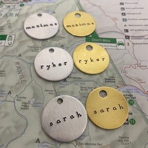 Metal Name Tags | Hand Stamped Horse Bridle Tag | Fancy Pet Tags in Gold Brass or Silver Aluminum | Custom Labels for Belongings