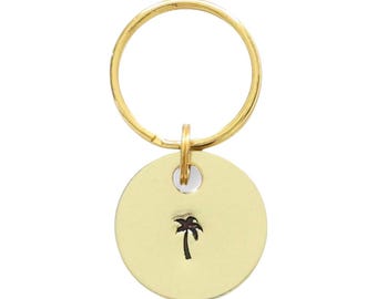 Palm Tree Hawaiian Tropical Keychain | Hand-stamped Metal  display picture 1