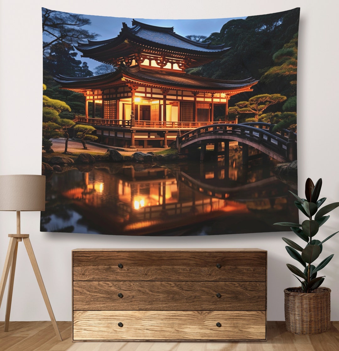 Traditional Japanese Architecture Tapestry, Japanese Tapestry, Japanese
