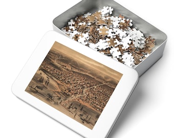 Vintage Chicago-kaartpuzzel – cadeau vogelperspectief 1871