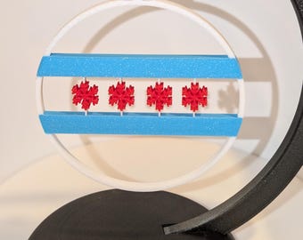 Chicago Flag Christmas Ornament: Red Snowflake Holiday Decor